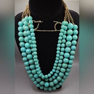 Sugarfix Necklace 4 Strand Faux Turquoise Beads Various Sizes 20" + 2.5" Ext EUC